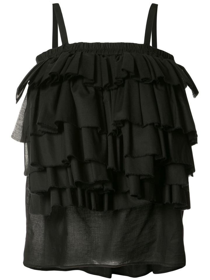 Martin Grant - Ruffled Blouse - Women - Cotton - 38, Black, Cotton