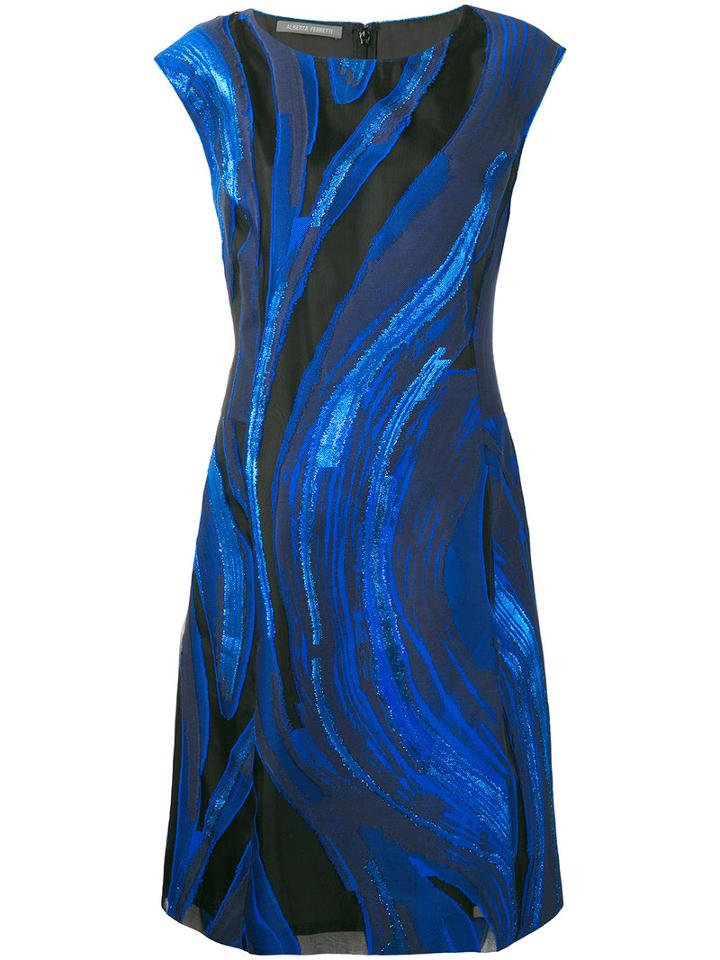 Alberta Ferretti - Patterned Dress - Women - Silk/cotton/polyamide/polyester - 48, Blue, Silk/cotton/polyamide/polyester