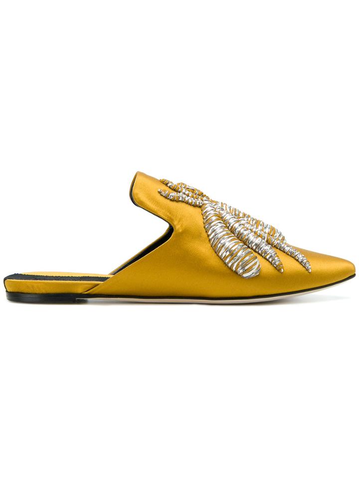 Sanayi 313 Embroidered Mules - Yellow & Orange
