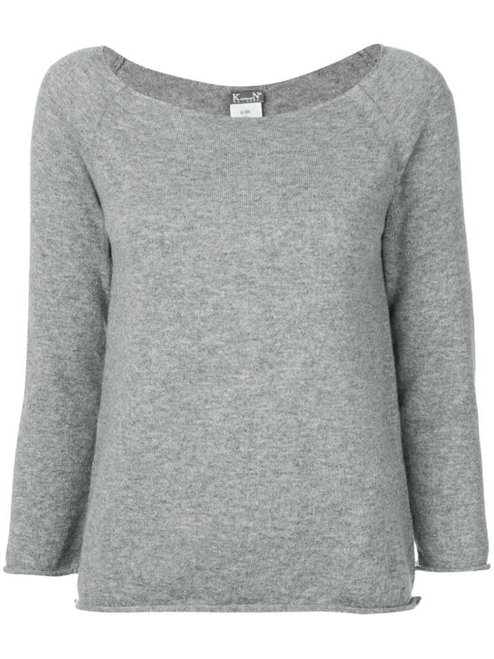 Kristensen Du Nord Boat Neck Cropped Sleeve Sweater - Grey