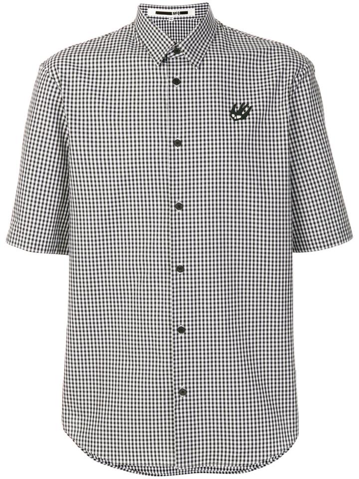 Mcq Alexander Mcqueen Swallow Shortsleeved Gingham Shirt - Black