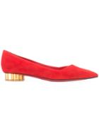 Salvatore Ferragamo Bari Flower Heel Flats - Red