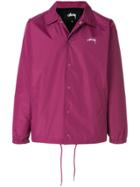 Stussy Logo Print Shirt Jacket - Pink & Purple