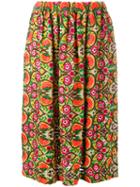 Comme Des Garçons Comme Des Garçons - Floral Print Skirt - Women - Rayon - S, Women's, Yellow/orange, Rayon