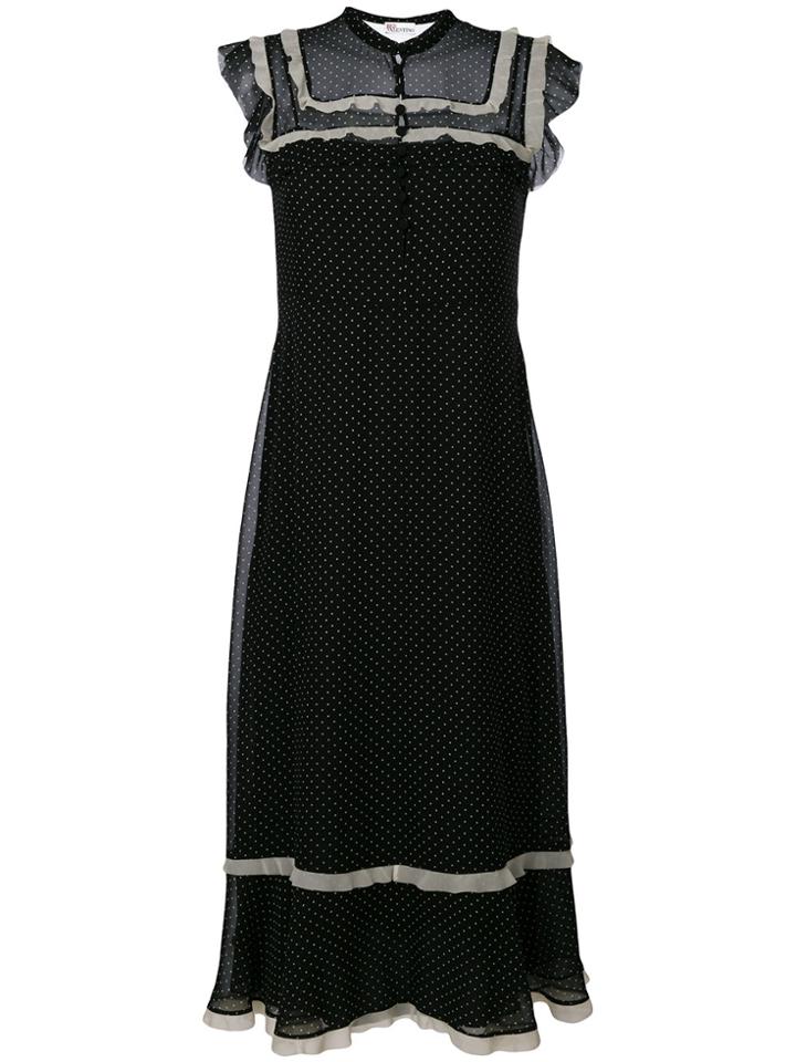 Red Valentino Polka Dot Bib Dress - Black
