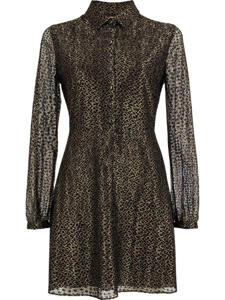 Saint Laurent Leopard Midi Shirt Dress - Gold