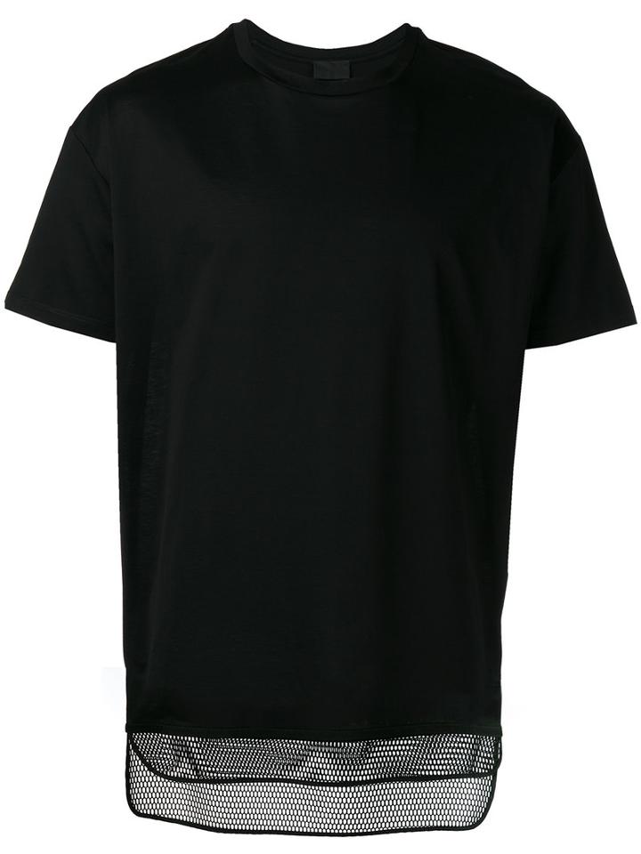 Les Hommes - Mesh Hem T-shirt - Men - Cotton/polyester - S, Black, Cotton/polyester