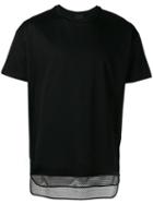 Les Hommes - Mesh Hem T-shirt - Men - Cotton/polyester - S, Black, Cotton/polyester