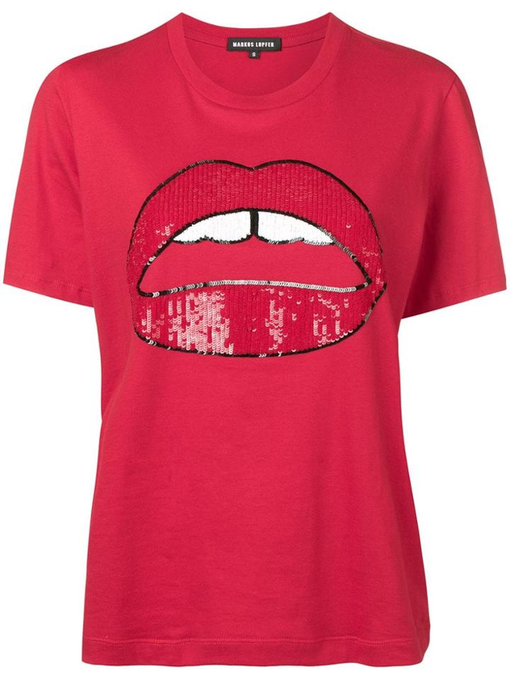 Markus Lupfer Sequined Lip T-shirt - Red