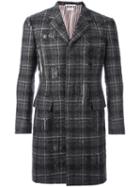 Thom Browne Tartan Boucle Coat, Men's, Size: 0, Grey, Wool/mohair/nylon/cupro