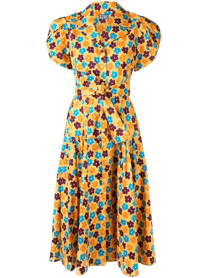 Lhd Floral Print Midi Dress - Yellow