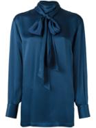 Lanvin Tie Detail Blouse, Women's, Size: 36, Blue, Viscose/acetate