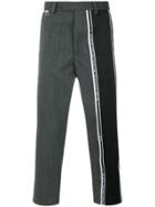 Oamc Cropped Stripe Panel Trousers - Grey
