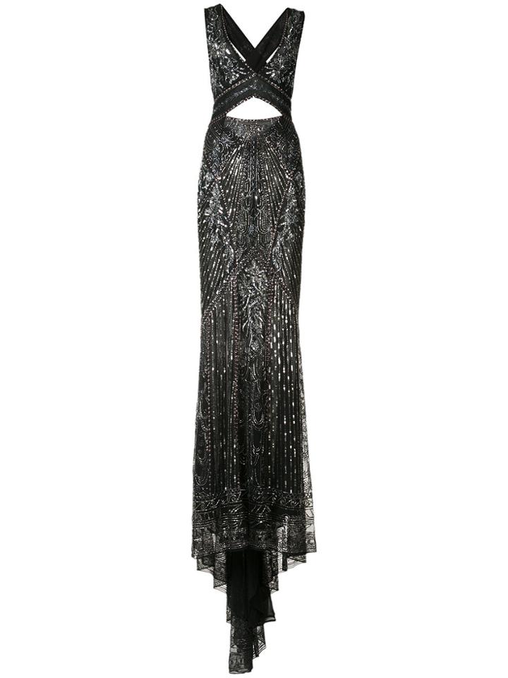 Roberto Cavalli Cut-out Embroidered Gown - Black