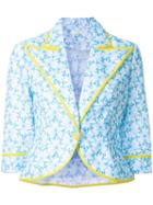 Delpozo Floral Print Cropped Jacket, Women's, Size: 36, Blue, Cotton
