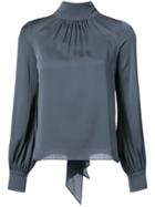 Milly Turtle-neck Fitted Blouse - Grey