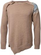 Maison Mihara Yasuhiro Fair Isle Shoulder Jumper, Men's, Size: 44, Brown, Wool