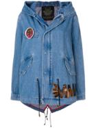 Mr & Mrs Italy Embellished Midi Denim Parka - Blue