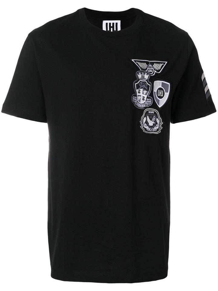 Les Hommes Urban Badge Detail T-shirt - Black