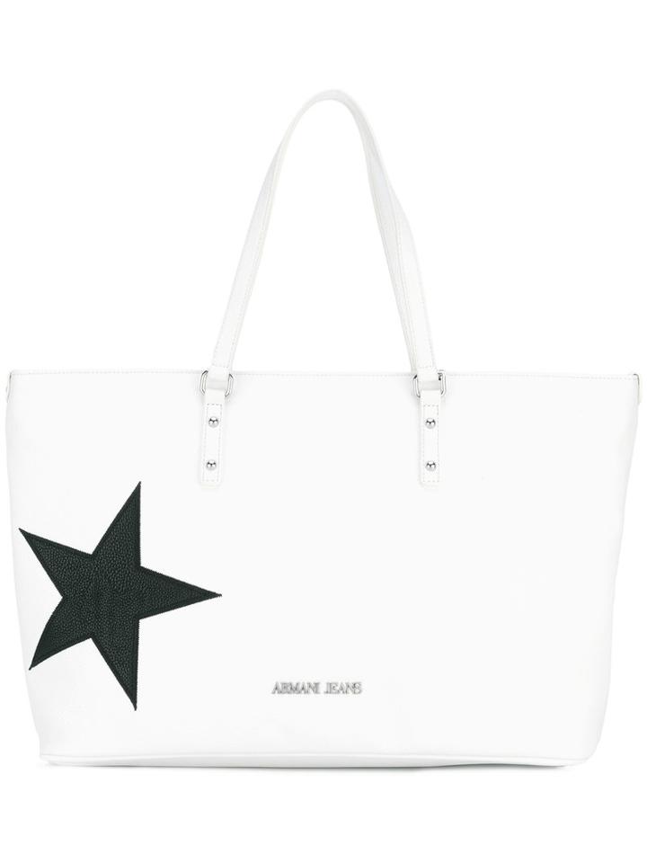 Armani Jeans - Star Print Large Tote - Women - Polyurethane/polyester - One Size, White, Polyurethane/polyester