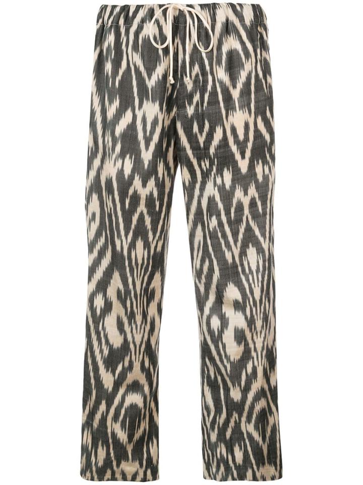 Oscar De La Renta Printed Cropped Trousers - Black