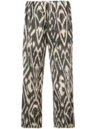 Oscar De La Renta Printed Cropped Trousers - Black