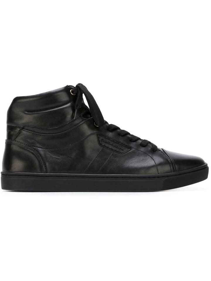 Dolce & Gabbana Classic Hi-top Sneakers, Men's, Size: 40.5, Black, Calf Leather/rubber