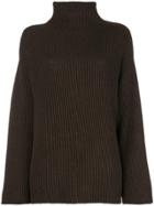 Agnona Chunky Knit Polo Neck - Brown