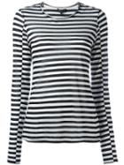 Rag & Bone Striped Long Sleeve Top, Women's, Size: Small, Black, Lyocell/cashmere