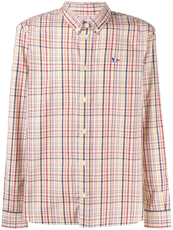 Maison Kitsuné Logo Check Print Shirt - Red