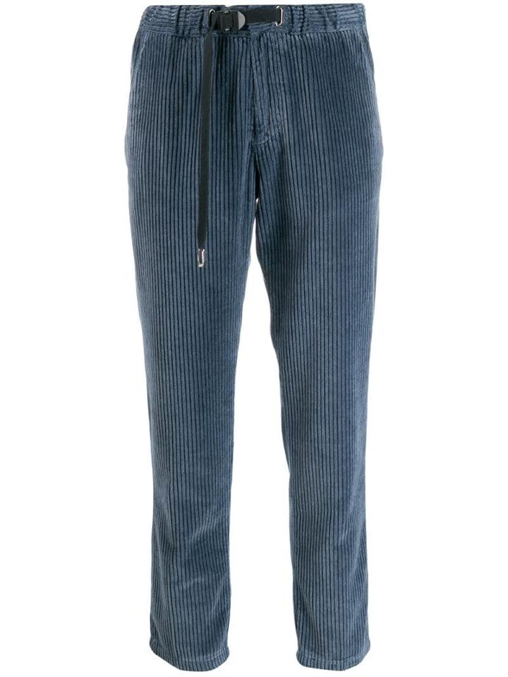 White Sand Corduroy-style Cropped Trousers - Blue