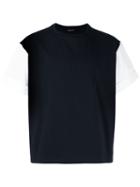 Neil Barrett - Contrast Sleeve T-shirt - Women - Cotton - L, Women's, Blue, Cotton