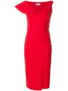 Chiara Boni La Petite Robe Asymmetric Sleeves Midi Dress - Red