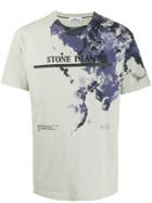 Stone Island Logo Print Watercolour T-shirt - Grey