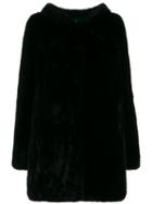 Yves Salomon Hooded Fur Coat - Black