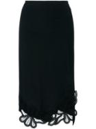 Victoria Beckham Embroidered Hem Skirt, Women's, Size: 10, Black, Silk/acetate