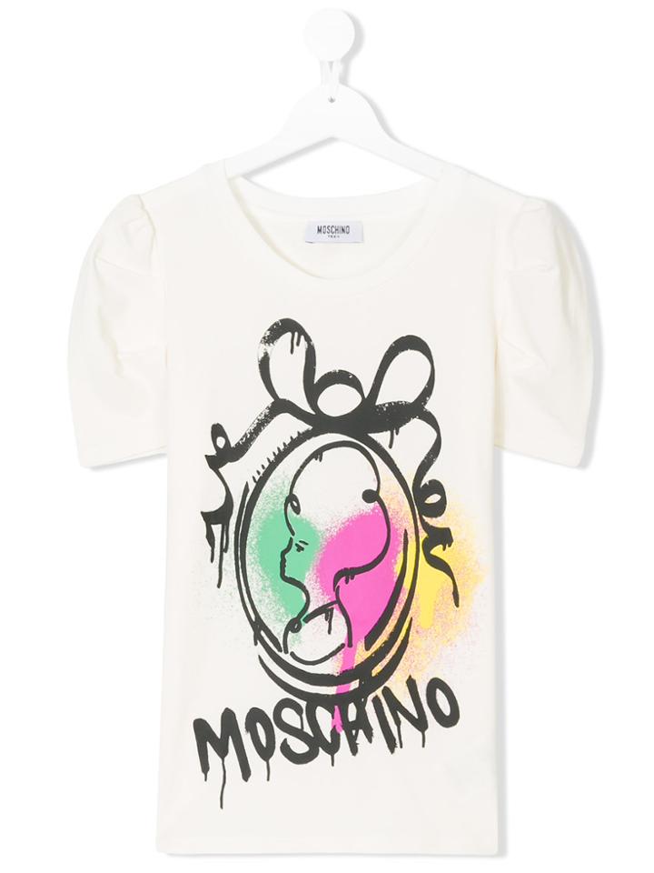 Moschino Kids Spray Paint Silhouette Print T-shirt - White