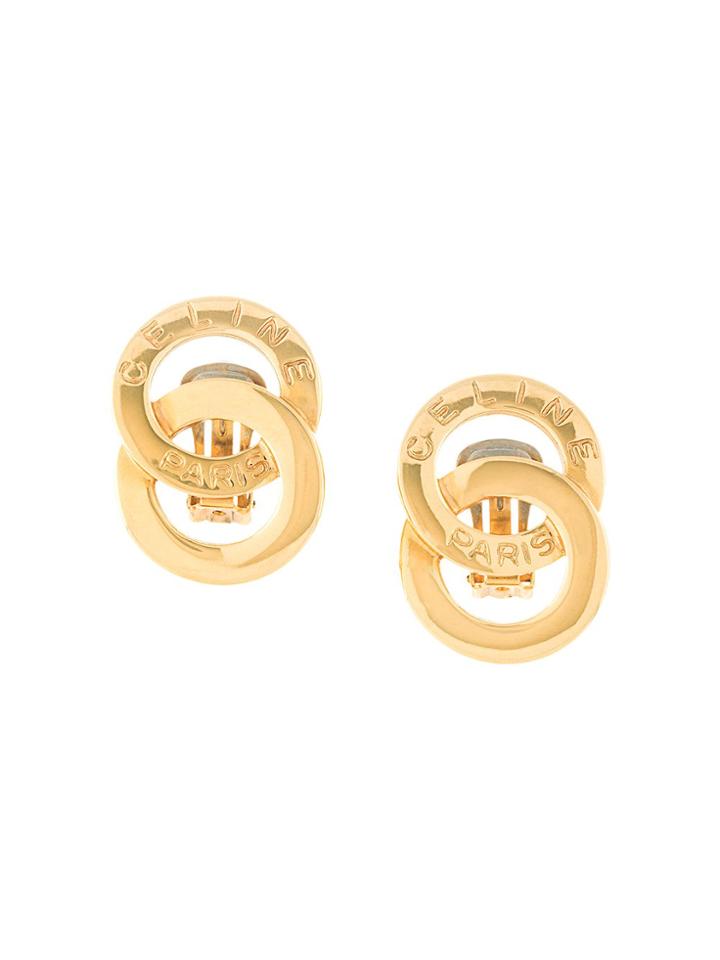 Céline Pre-owned Circle Logo Earrings - Gold