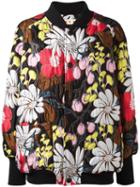 Marni Floral Bomber Jacket, Women's, Size: 40, Black, Polyester/spandex/elastane