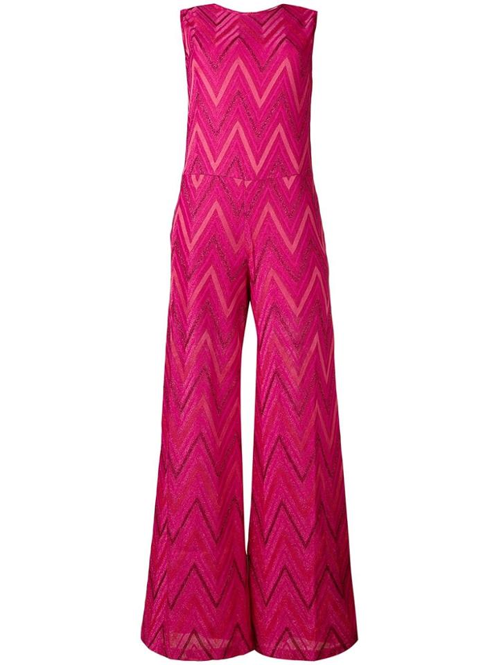M Missoni Zigzag Print Wide Leg Jumpsuit - Pink