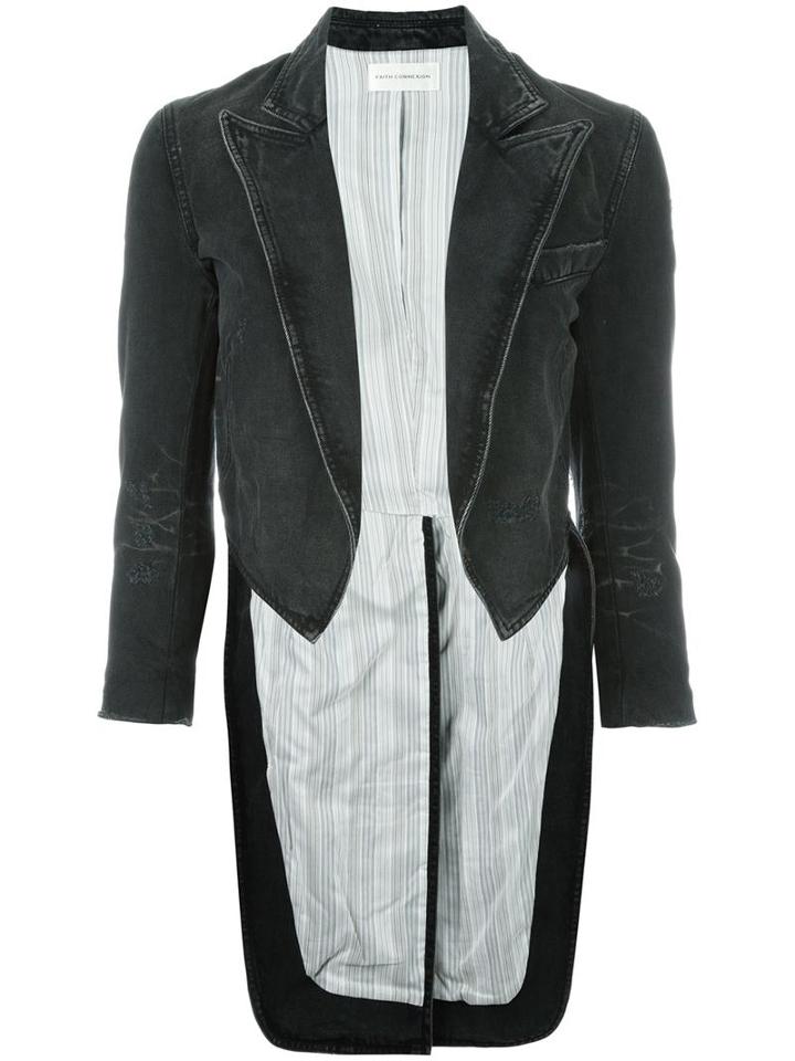 Faith Connexion Elongated Back Open Jacket, Women's, Size: 1, Black, Cotton/cupro