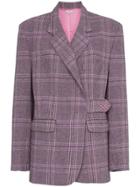 Natasha Zinko Check Crystal Embellished Wool Blend Blazer - Pink &