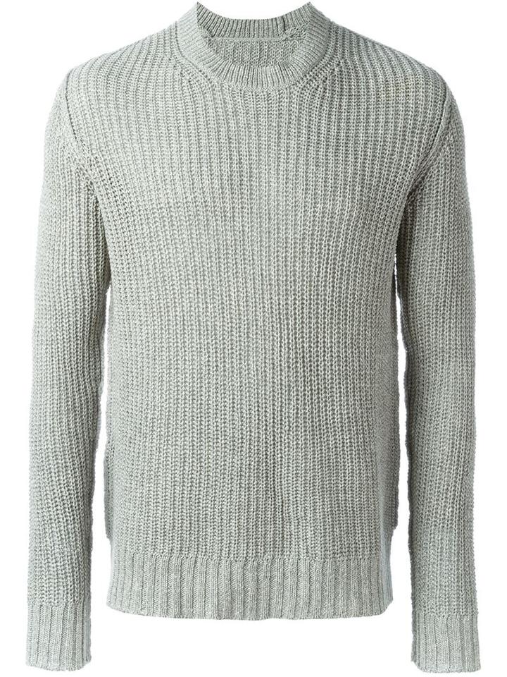 Kazuyuki Kumagai Ribbed Jumper, Men's, Size: 3, Grey, Cotton
