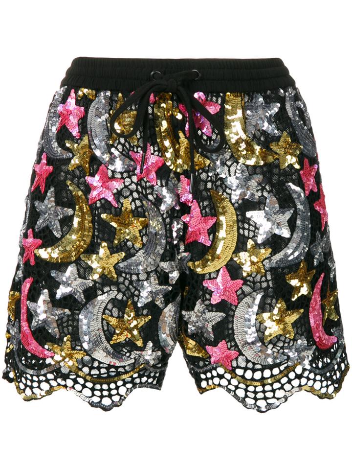 Ashish Sequin Embellished Shorts - Black