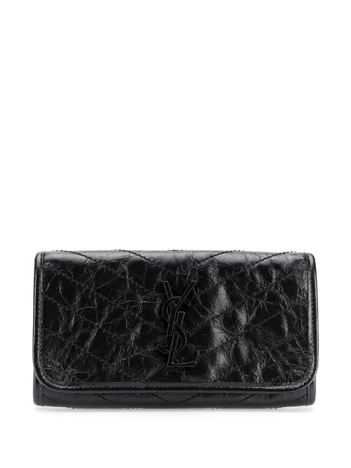 Saint Laurent Niki Crinkled Wallet - Black