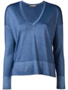 Cruciani V-neck Jumper, Women's, Size: 40, Blue, Silk/cashmere