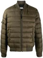 Karl Lagerfeld Quilted Bomber Jacket - Green