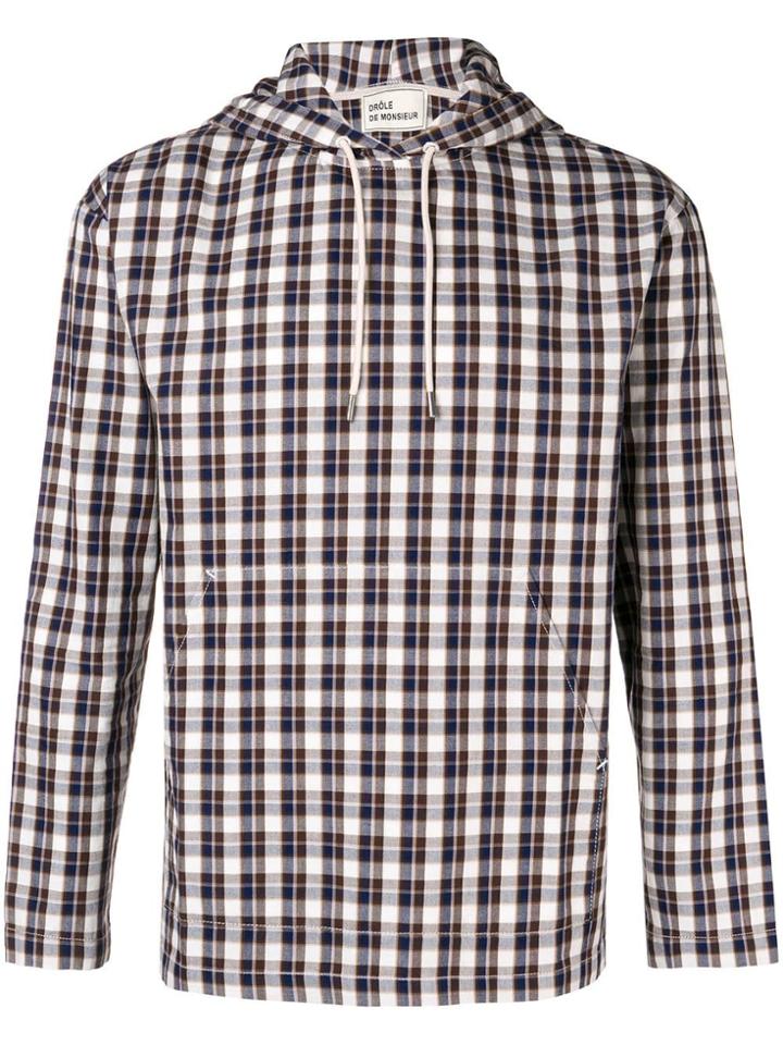 Drôle De Monsieur Check Hoodie - White