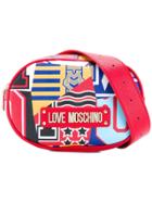 Love Moschino Varsity Logo Print Saffiano Belt Bag - Red