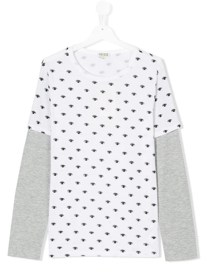 Kenzo Kids Eye Patterned Layered T-shirt - White